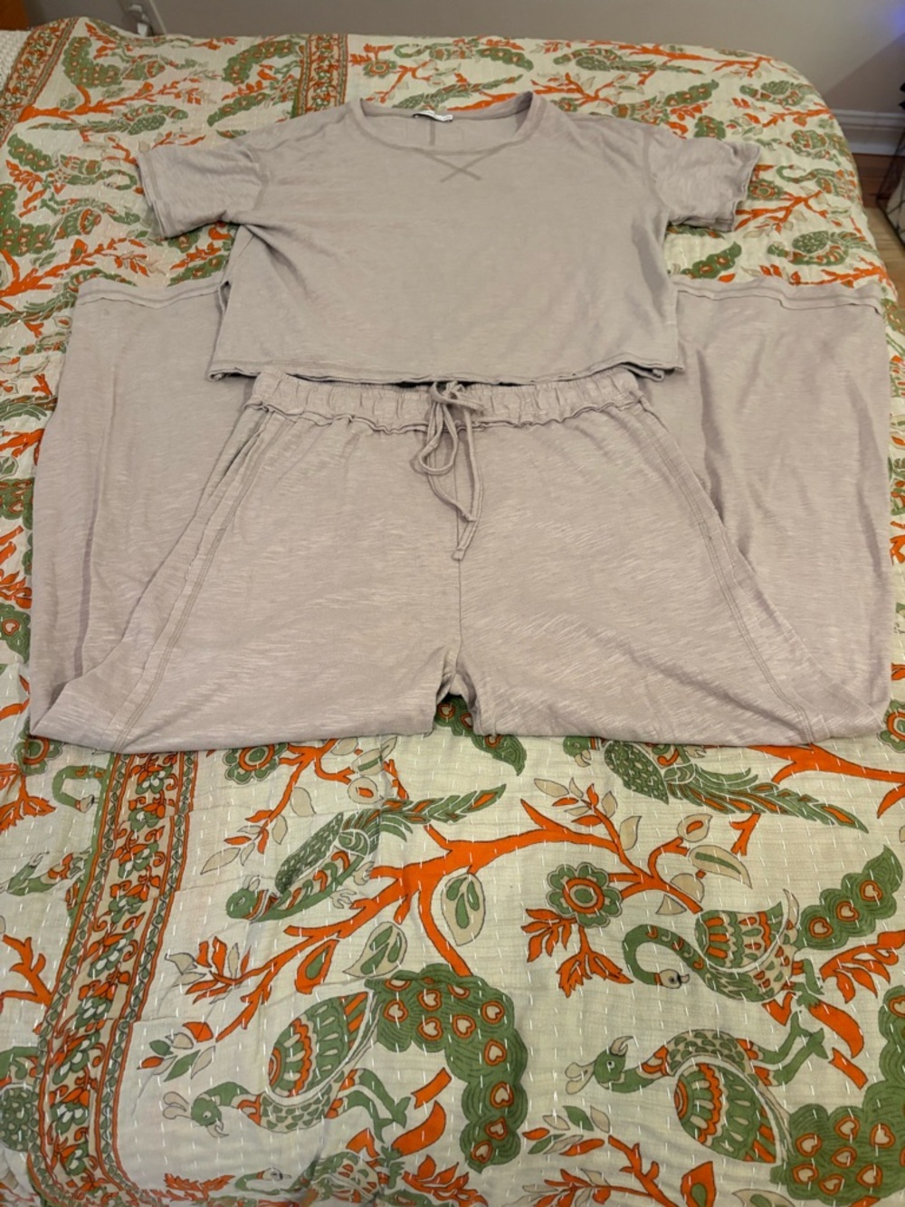 Zenana 100% cotton Taupe Two-Piece Lounge Pantsuit - Picture 8 of 15